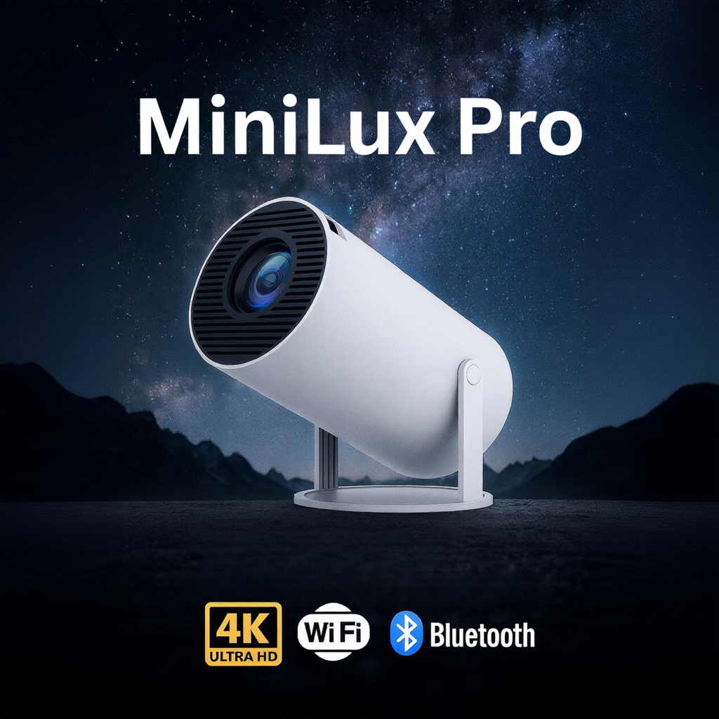 MiniLux Pro – Smart miniprojektor med Bluetooth og WiFi (2026 model)