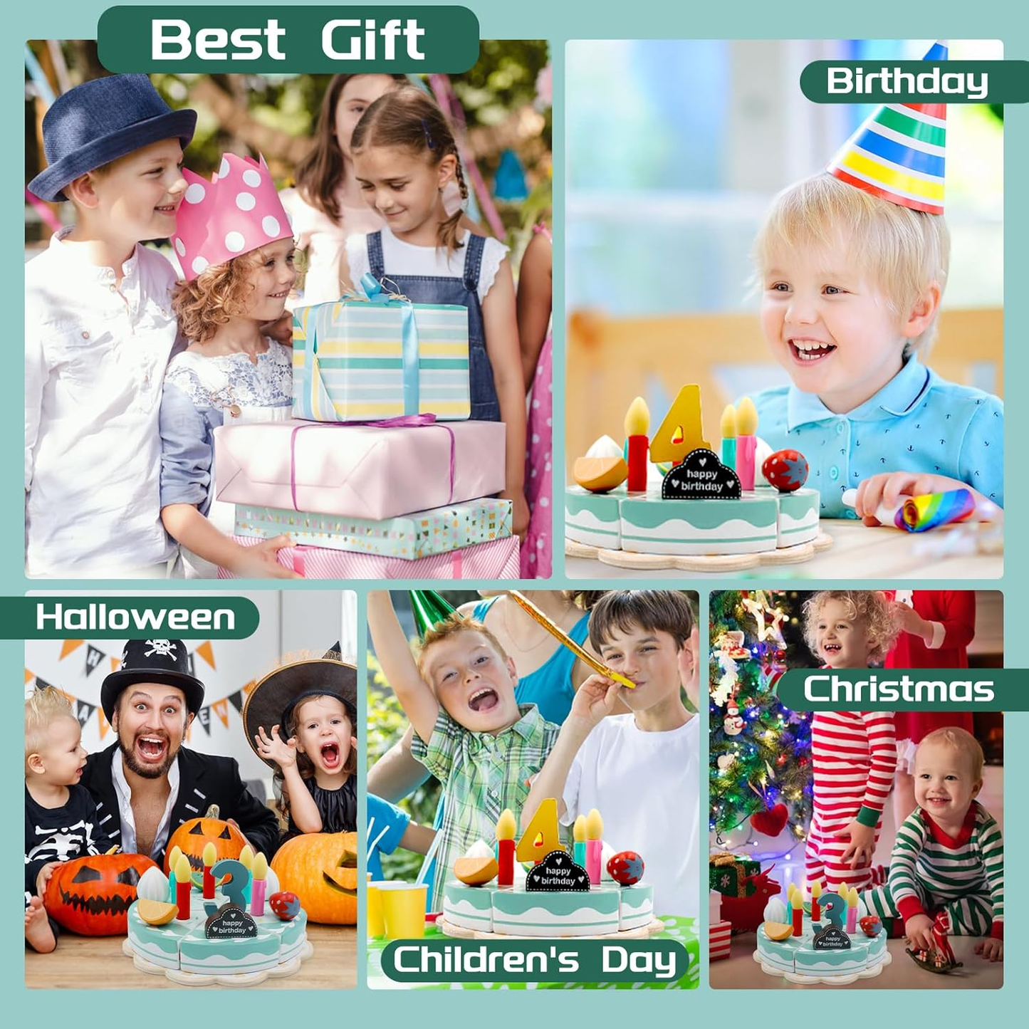 TinyChef – Lærerigt og sjovt – Træ køkkensæt med kage og tilbehør