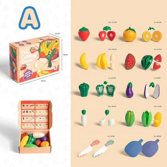 Fruitigo – Lære & lege – Montessori frugtsnitsæt