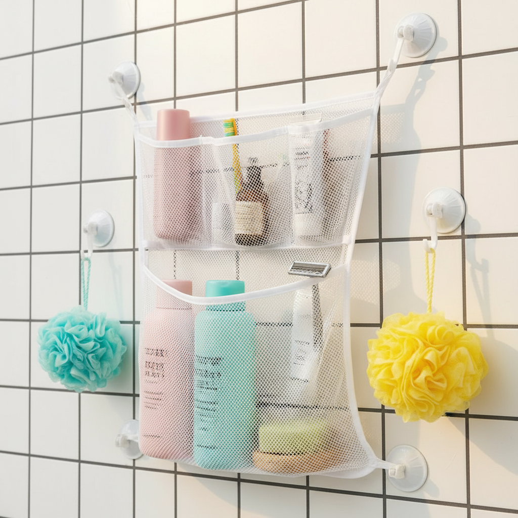 TubyTidy – Skimmelfri & rummelig – Opbevaringsnet til badeværelset til badeværelseslegetøj
