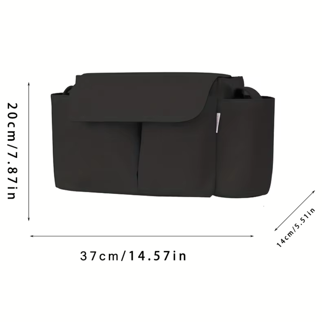 ToddlerOrganizer – Vandafvisende og rummelig – Barnevognsorganizer med flaskeholdere