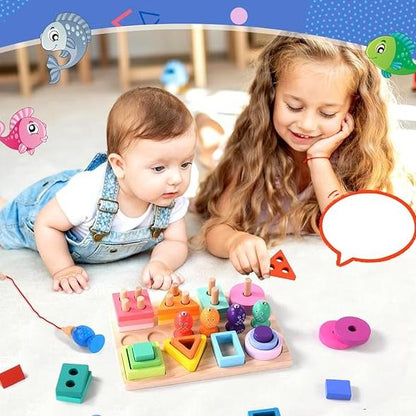 Farverigt fiskeri - kreativt og lærerigt - fiskespil i træ