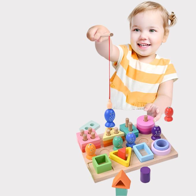 Farverigt fiskeri - kreativt og lærerigt - fiskespil i træ