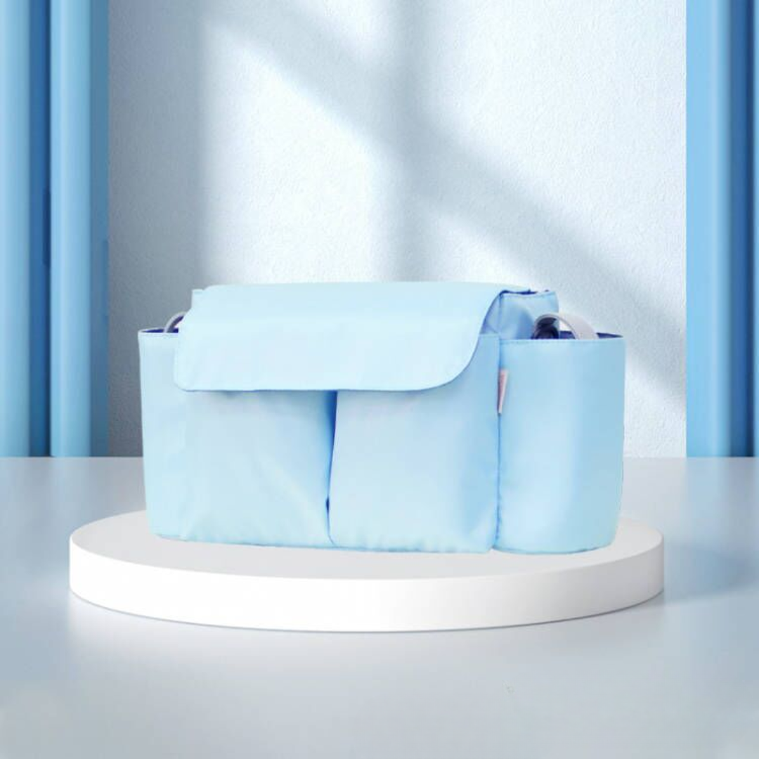 ToddlerOrganizer – Vandafvisende og rummelig – Barnevognsorganizer med flaskeholdere