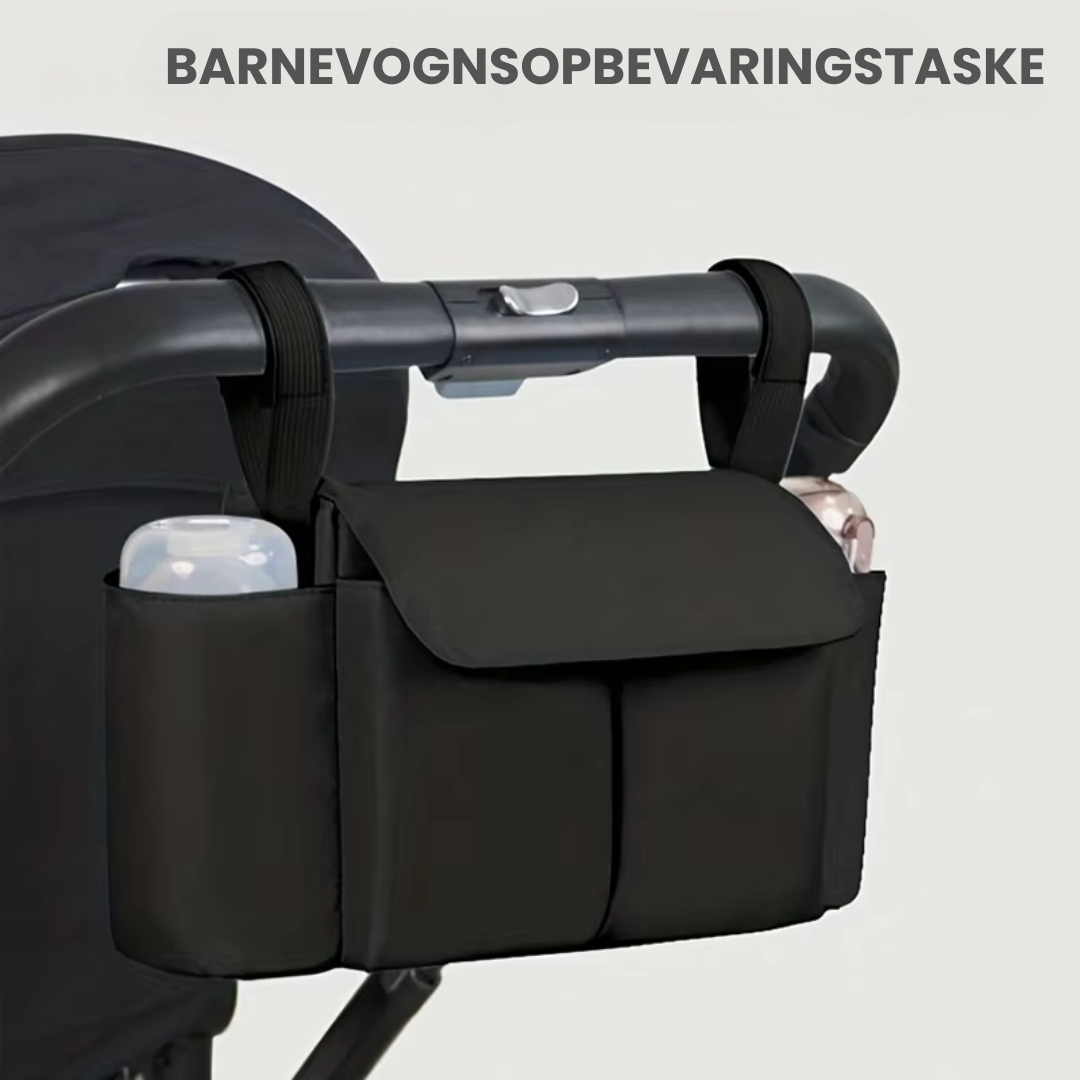 ToddlerOrganizer – Vandafvisende og rummelig – Barnevognsorganizer med flaskeholdere