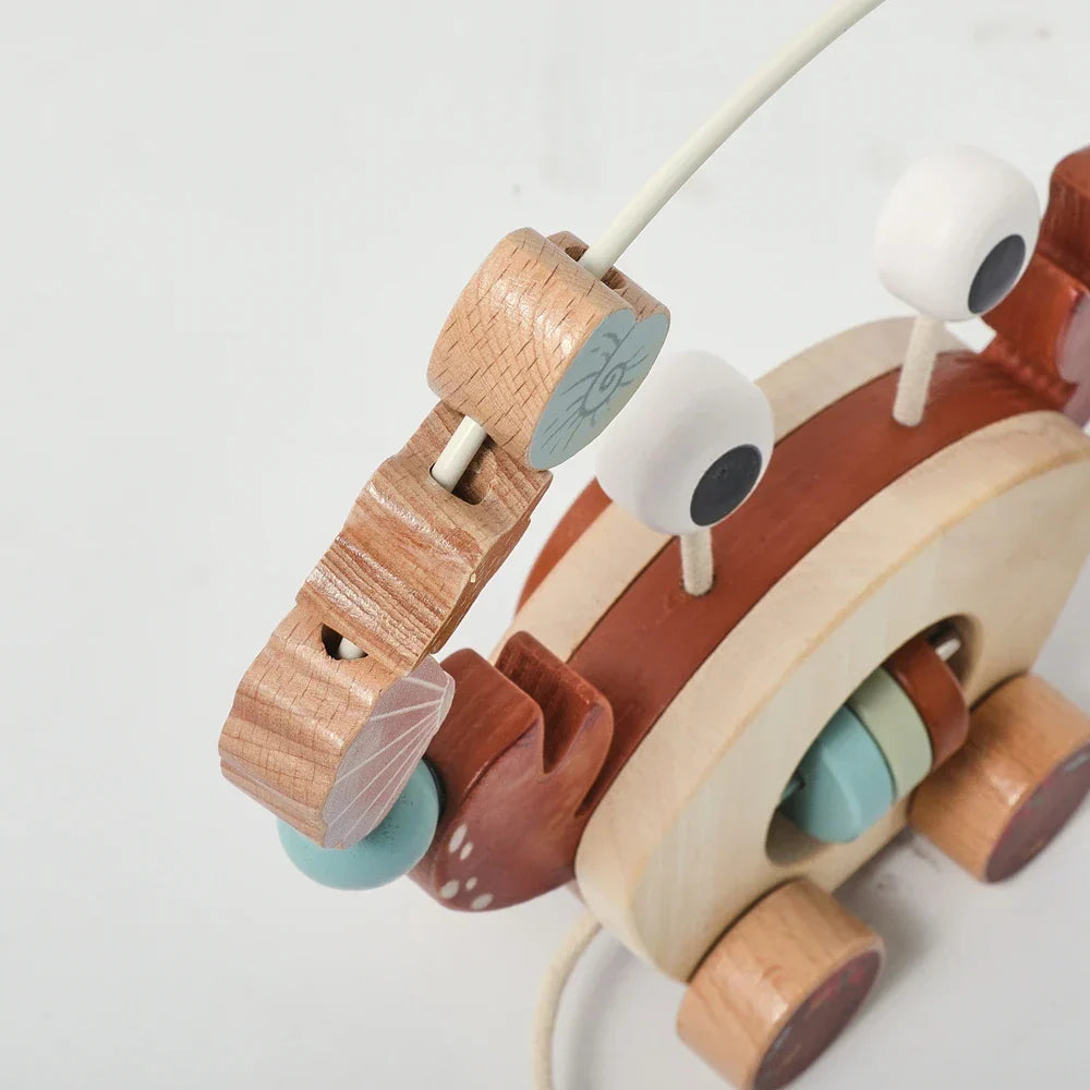 Crab Pull Toy™ – Leg og læring – Krabbe af træ