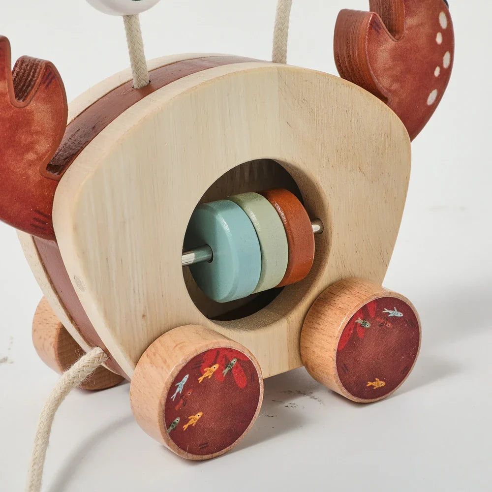 Crab Pull Toy™ – Leg og læring – Krabbe af træ