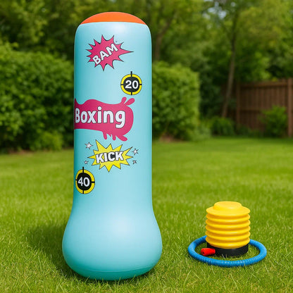 BopBag – Sjovt & Aktivt – Oppustelig boksesæk med handsker