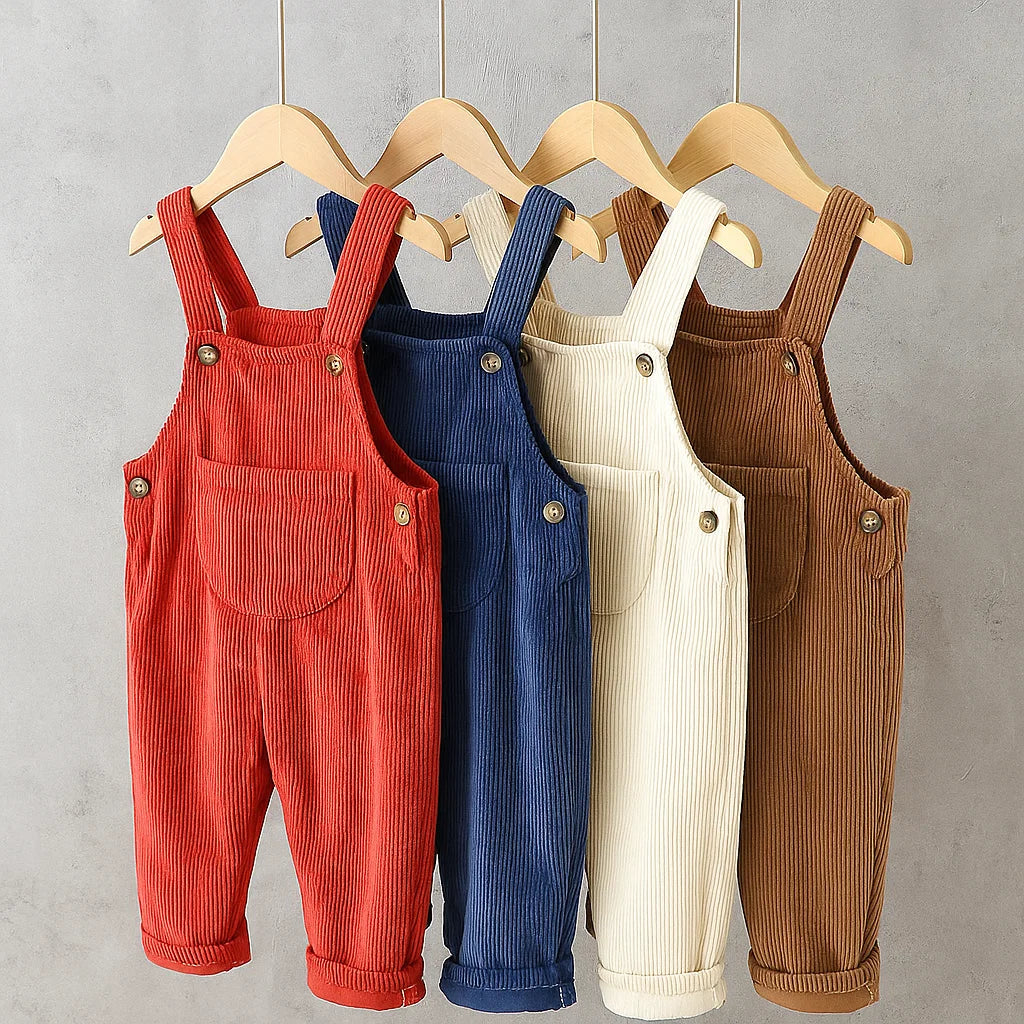 TinyTrend – Komfortabel og stilfuld – Ribstof-hagesmækbukser