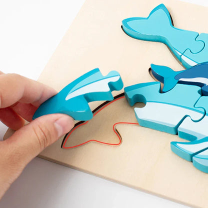 Animal Puzzle™ – Opdag og lær – Tegneserie-puslespil i træ