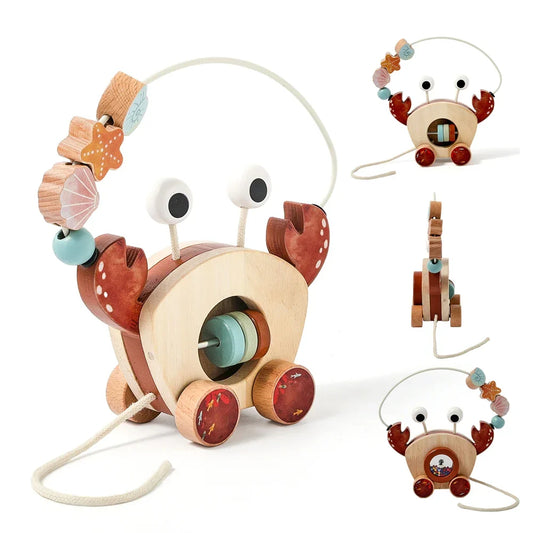 Crab Pull Toy™ – Leg og læring – Krabbe af træ