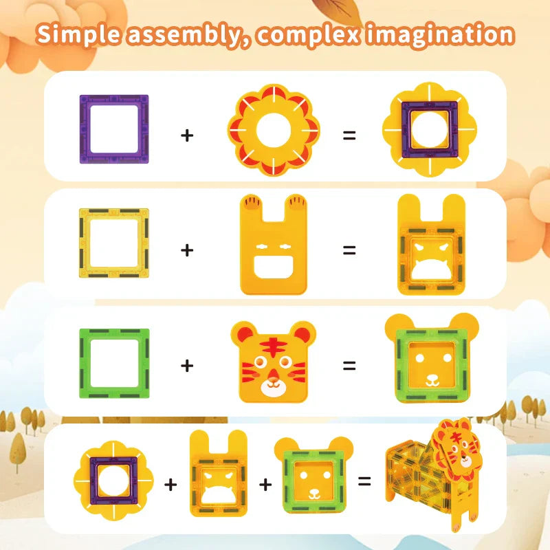 Animal Magnetic Building Blocks™ - Magnetisk byggemagi - Dyre-byggeklodser