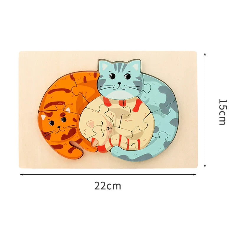 Animal Puzzle™ – Opdag og lær – Tegneserie-puslespil i træ