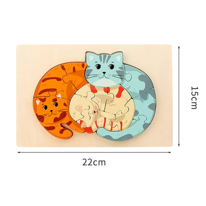 Animal Puzzle™ – Opdag og lær – Tegneserie-puslespil i træ