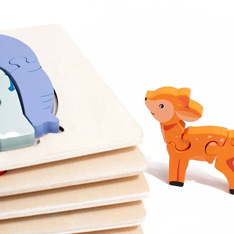 Animal Puzzle™ – Opdag og lær – Tegneserie-puslespil i træ