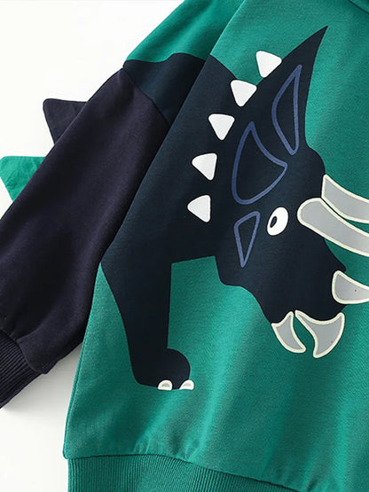 DinoStyle – Varm og åndbar – hættetrøje med Triceratops-print