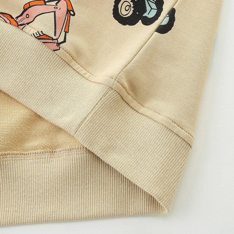 TruckTales – Blød og varm - sweater med farverige byggekøretøjer