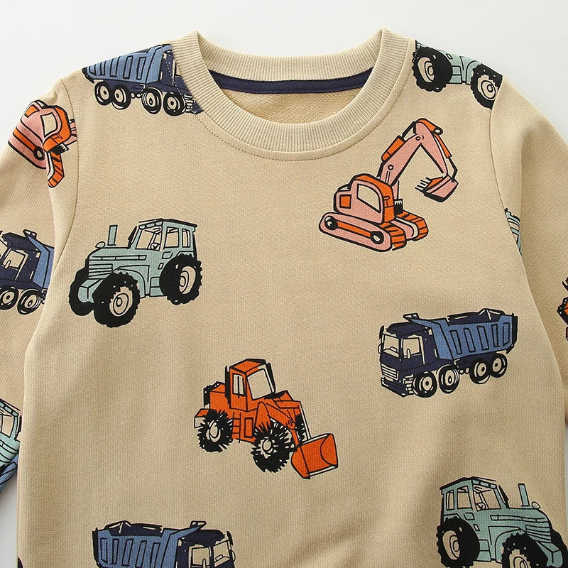 TruckTales – Blød og varm - sweater med farverige byggekøretøjer
